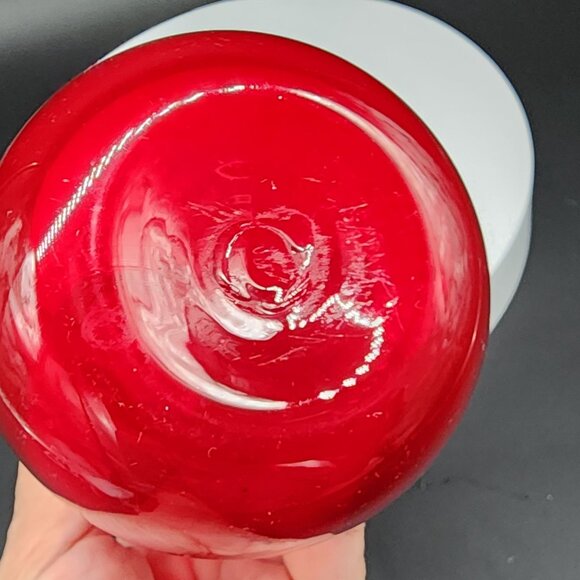 Hand Blown Red Glass Vase Decanter 8.25" Double Gourd Shape Vintage - Picture 8 of 9